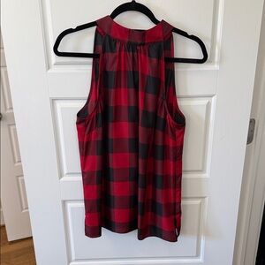 Talbots Red and Black Plaid Sleeveless Blouse